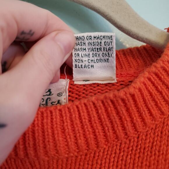 Vintage 80s Orange Halloween Maximalist Beaded Embroidered Sweater Ghost Witch - Picture 12 of 16